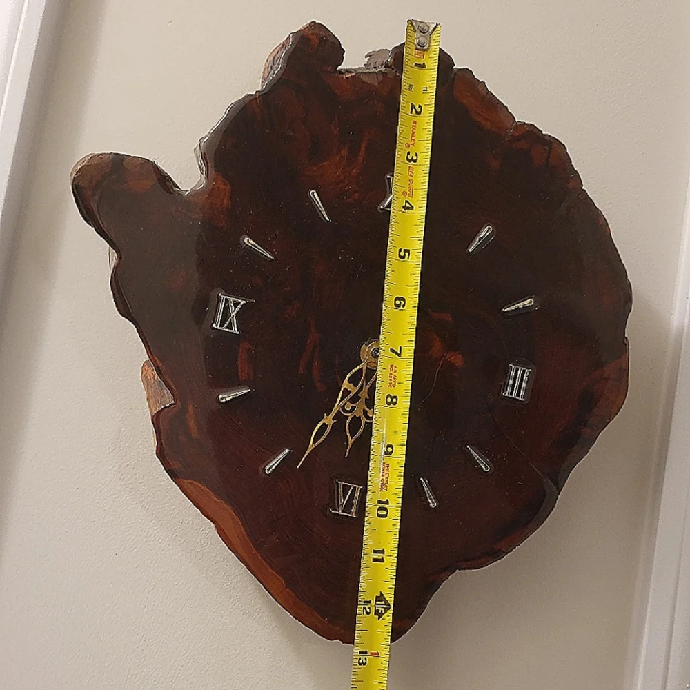 Vintage Natural Live Edge Wood Slab Wall Clock Handcrafted Works